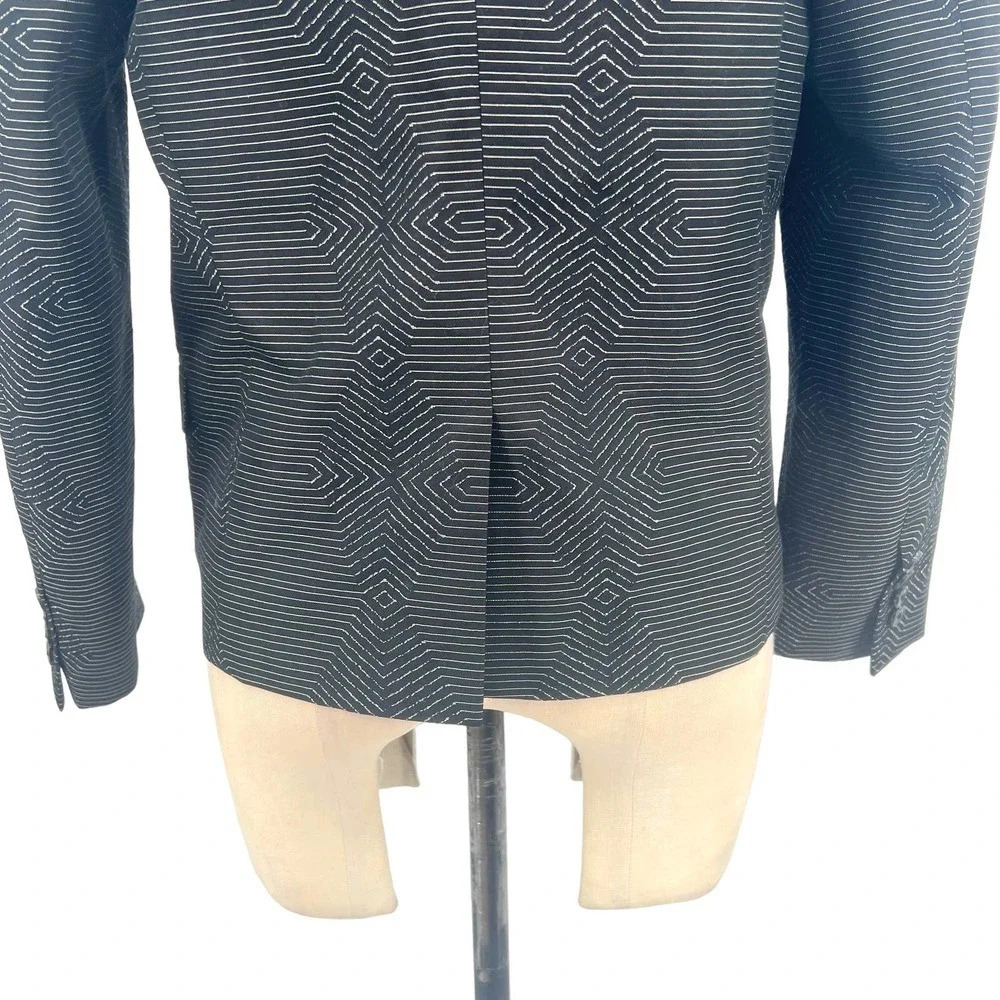 Dries Van Noten Black Geometric Print Woven Blazer Jacket Size 38 US 6 - Picture 10 of 12